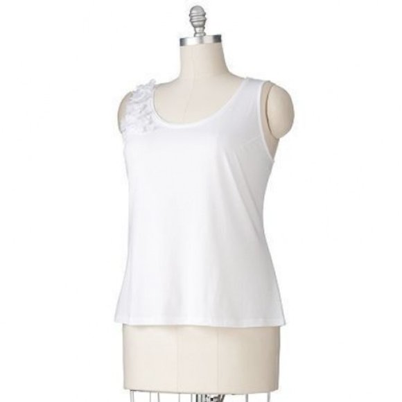 Elle Women's Tank Top White Sleeveless Size 2X 3X - Picture 2 of 3